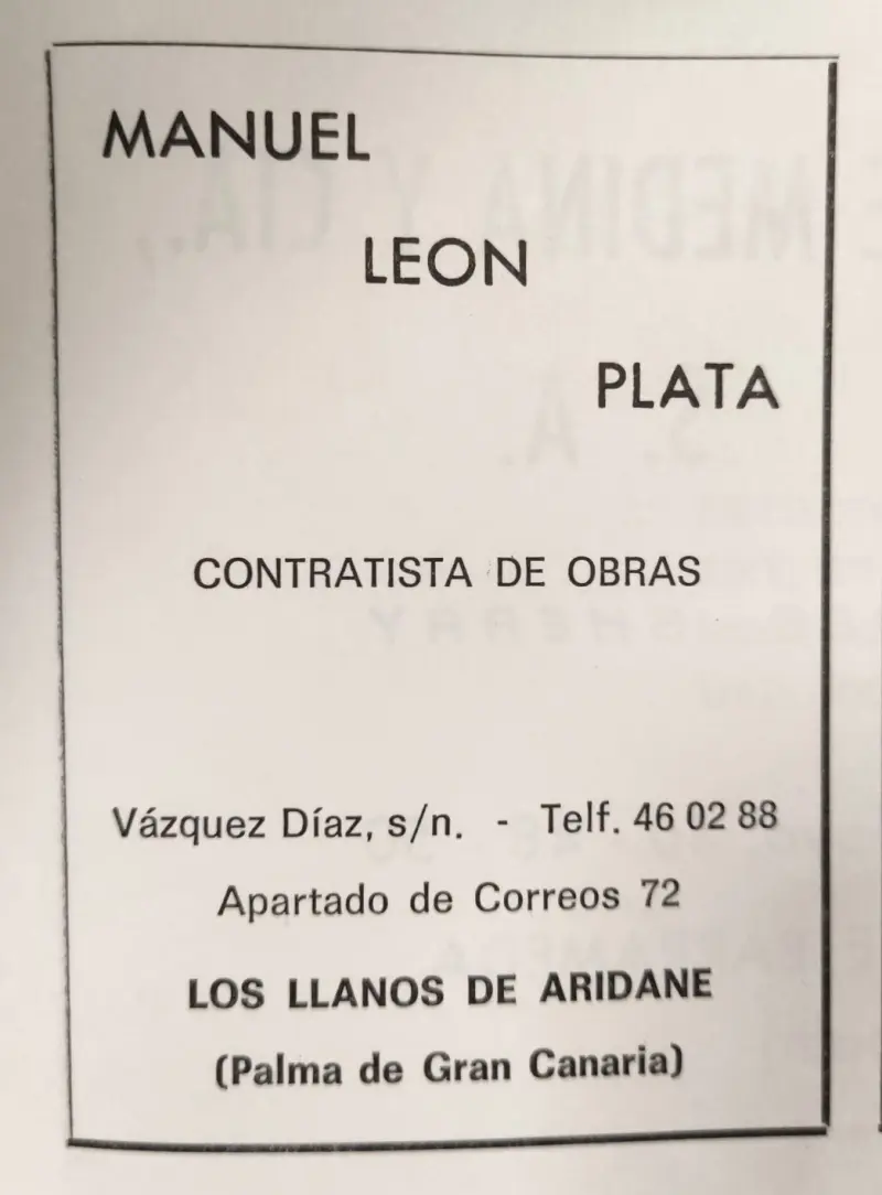Publicidad La Palma, 1971 con error de impresión.